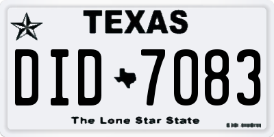TX license plate DID7083