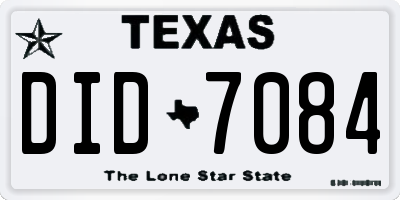 TX license plate DID7084