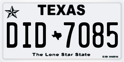 TX license plate DID7085