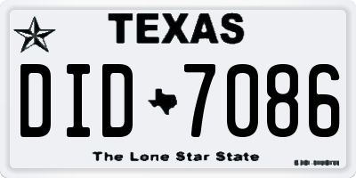 TX license plate DID7086