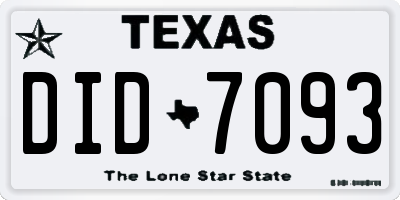 TX license plate DID7093