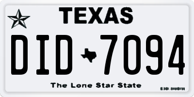 TX license plate DID7094