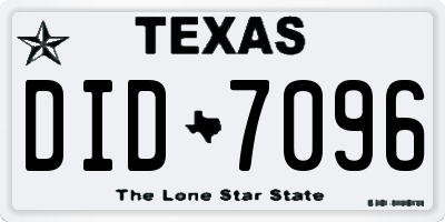 TX license plate DID7096