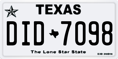 TX license plate DID7098