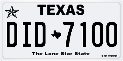 TX license plate DID7100