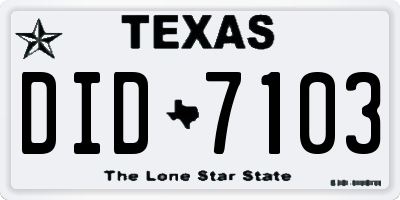 TX license plate DID7103