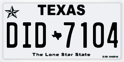TX license plate DID7104