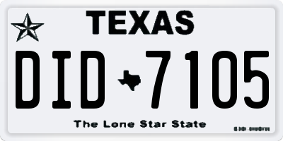 TX license plate DID7105