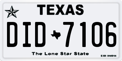 TX license plate DID7106