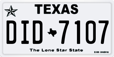 TX license plate DID7107