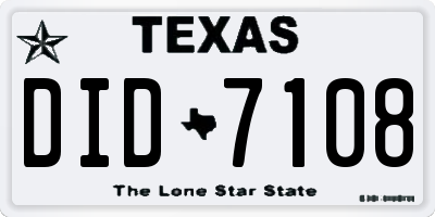 TX license plate DID7108