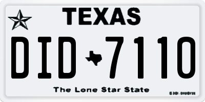 TX license plate DID7110
