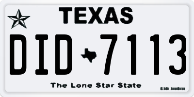 TX license plate DID7113