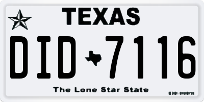 TX license plate DID7116