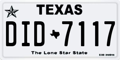 TX license plate DID7117