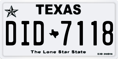 TX license plate DID7118