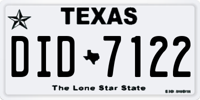 TX license plate DID7122