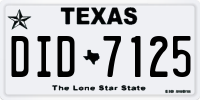 TX license plate DID7125