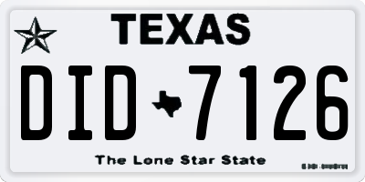 TX license plate DID7126