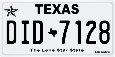 TX license plate DID7128