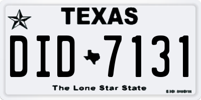 TX license plate DID7131