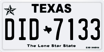 TX license plate DID7133