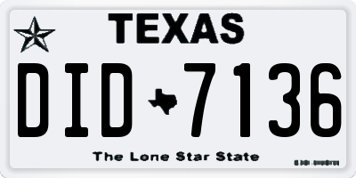 TX license plate DID7136