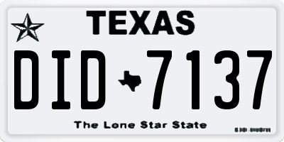 TX license plate DID7137