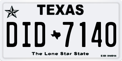 TX license plate DID7140