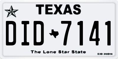 TX license plate DID7141