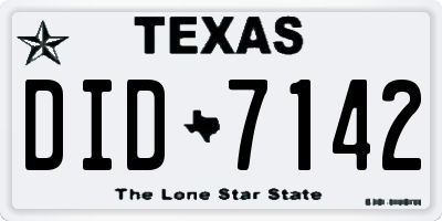TX license plate DID7142