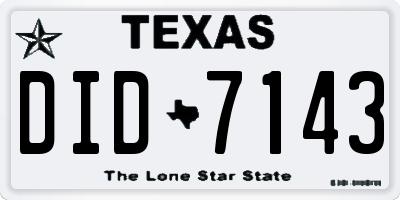 TX license plate DID7143