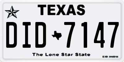 TX license plate DID7147