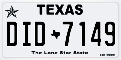 TX license plate DID7149