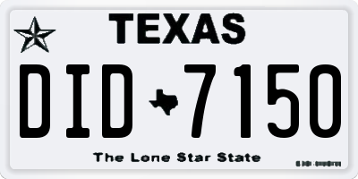 TX license plate DID7150