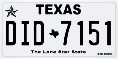 TX license plate DID7151
