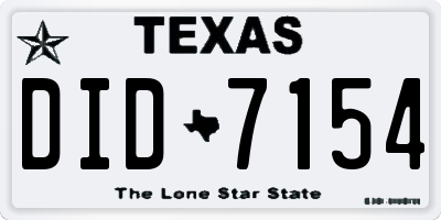 TX license plate DID7154