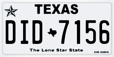TX license plate DID7156