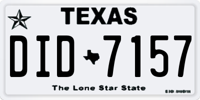 TX license plate DID7157