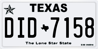 TX license plate DID7158
