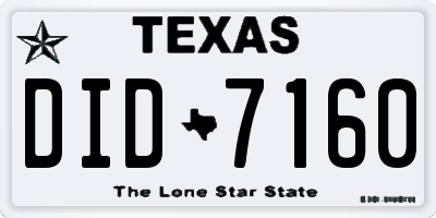 TX license plate DID7160