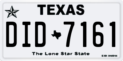 TX license plate DID7161