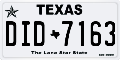 TX license plate DID7163
