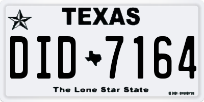 TX license plate DID7164