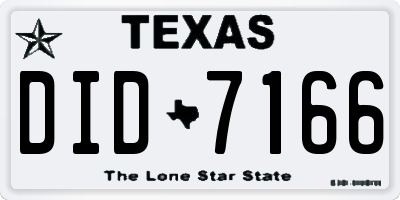 TX license plate DID7166