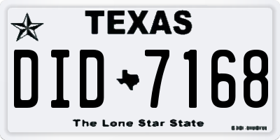 TX license plate DID7168