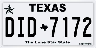 TX license plate DID7172