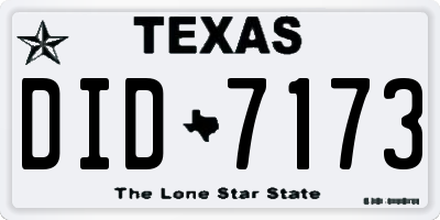 TX license plate DID7173