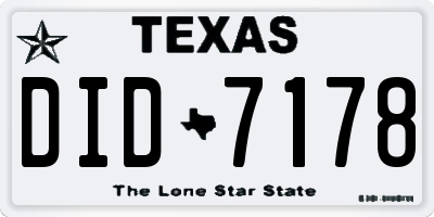 TX license plate DID7178