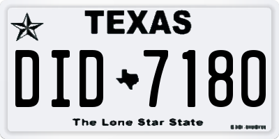 TX license plate DID7180
